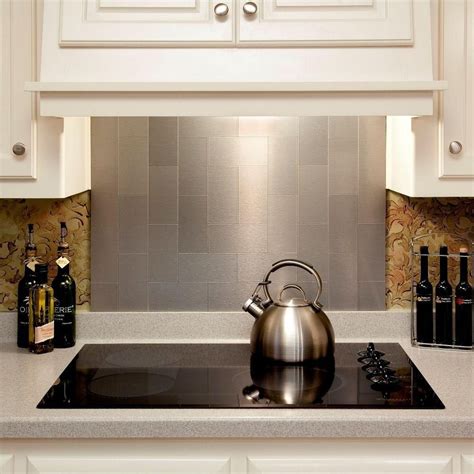 kitchen backsplash metal sheets|stainless steel backsplash 36 inch.